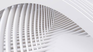 Soyut Eğri Şekiller. Beyaz Dairesel Arkaplan. Soyut arkaplan. 3d illüstrasyon