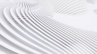 Soyut Eğri Şekiller. Beyaz Dairesel Arkaplan. Soyut arkaplan. 3d illüstrasyon