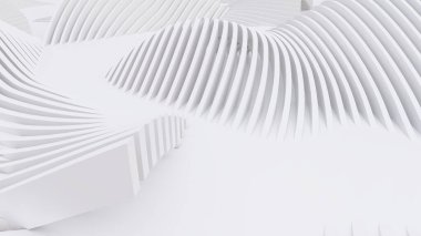 Soyut Eğri Şekiller. Beyaz Dairesel Arkaplan. Soyut arkaplan. 3d illüstrasyon