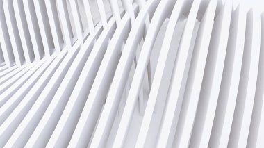 Soyut Eğri Şekiller. Beyaz Dairesel Arkaplan. Soyut arkaplan. 3d illüstrasyon