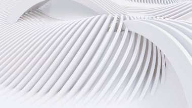 Soyut Eğri Şekiller. Beyaz Dairesel Arkaplan. Soyut arkaplan. 3d illüstrasyon