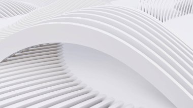 Soyut Eğri Şekiller. Beyaz Dairesel Arkaplan. Soyut arkaplan. 3d illüstrasyon