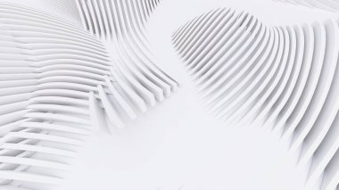 Soyut Eğri Şekiller. Beyaz Dairesel Arkaplan. Soyut arkaplan. 3d illüstrasyon