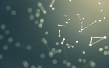 3d soyut arkaplan. Çokgen şekilli molekül teknolojisi, noktaları ve çizgileri birleştiriyor. Bağlantı yapısı. Büyük veri görselleştirmesi. 3d arkaplan.