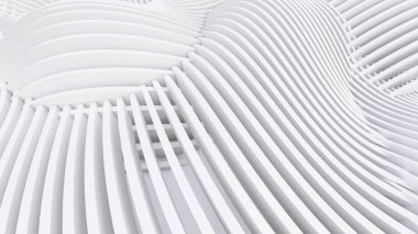 Soyut Eğri Şekiller. Beyaz Dairesel Arkaplan. Soyut arkaplan. 3d illüstrasyon