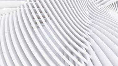 Soyut Eğri Şekiller. Beyaz Dairesel Arkaplan. Soyut arkaplan. 3d illüstrasyon