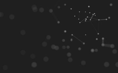 3d soyut arkaplan. Çokgen şekilli molekül teknolojisi, noktaları ve çizgileri birleştiriyor. Bağlantı yapısı. Büyük veri görselleştirmesi. 3d arkaplan. 