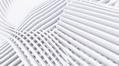 Soyut Eğri Şekiller. Beyaz Dairesel Arkaplan. Soyut arkaplan. 3d illüstrasyon