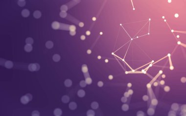 3d soyut arkaplan. Çokgen şekilli molekül teknolojisi, noktaları ve çizgileri birleştiriyor. Bağlantı yapısı. Büyük veri görselleştirmesi. 3d arkaplan.