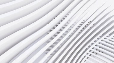 Soyut Eğri Şekiller. Beyaz Dairesel Arkaplan. Soyut arkaplan. 3d illüstrasyon