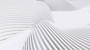 Soyut Eğri Şekiller. Beyaz Dairesel Arkaplan. Soyut arkaplan. 3d illüstrasyon