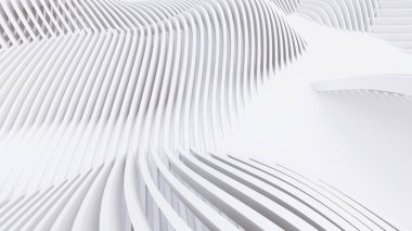 Soyut Eğri Şekiller. Beyaz Dairesel Arkaplan. Soyut arkaplan. 3d illüstrasyon