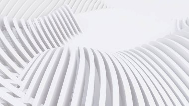 Soyut Eğri Şekiller. Beyaz Dairesel Arkaplan. Soyut arkaplan. 3d illüstrasyon