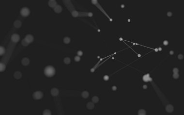 3d soyut arkaplan. Çokgen şekilli molekül teknolojisi, noktaları ve çizgileri birleştiriyor. Bağlantı yapısı. Büyük veri görselleştirmesi. 3d arkaplan. 