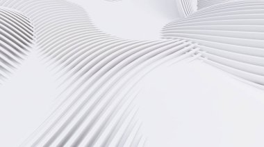 Soyut Eğri Şekiller. Beyaz Dairesel Arkaplan. Soyut arkaplan. 3d illüstrasyon