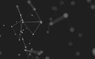 3d soyut arkaplan. Çokgen şekilli molekül teknolojisi, noktaları ve çizgileri birleştiriyor. Bağlantı yapısı. Büyük veri görselleştirmesi. 3d arkaplan. 