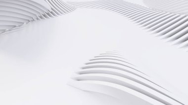 Soyut Eğri Şekiller. Beyaz Dairesel Arkaplan. Soyut arkaplan. 3d illüstrasyon