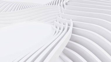 Soyut Eğri Şekiller. Beyaz Dairesel Arkaplan. Soyut arkaplan. 3d illüstrasyon