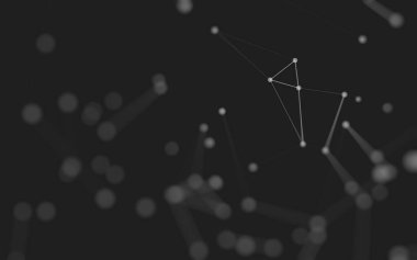 3d soyut arkaplan. Çokgen şekilli molekül teknolojisi, noktaları ve çizgileri birleştiriyor. Bağlantı yapısı. Büyük veri görselleştirmesi. 3d arkaplan. 