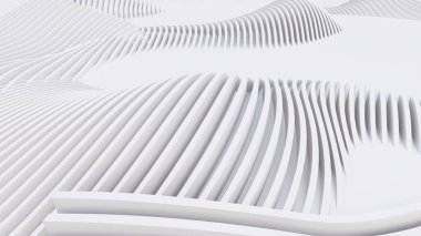 Soyut Eğri Şekiller. Beyaz Dairesel Arkaplan. Soyut arkaplan. 3d illüstrasyon