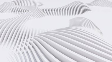 Soyut Eğri Şekiller. Beyaz Dairesel Arkaplan. Soyut arkaplan. 3d illüstrasyon