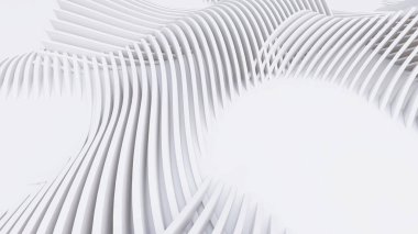 Soyut Eğri Şekiller. Beyaz Dairesel Arkaplan. Soyut arkaplan. 3d illüstrasyon