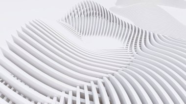 Soyut Eğri Şekiller. Beyaz Dairesel Arkaplan. Soyut arkaplan. 3d illüstrasyon