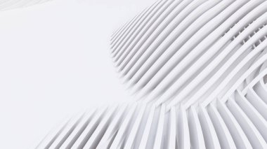 Soyut Eğri Şekiller. Beyaz Dairesel Arkaplan. Soyut arkaplan. 3d illüstrasyon