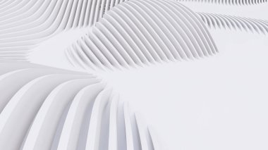Soyut Eğri Şekiller. Beyaz Dairesel Arkaplan. Soyut arkaplan. 3d illüstrasyon