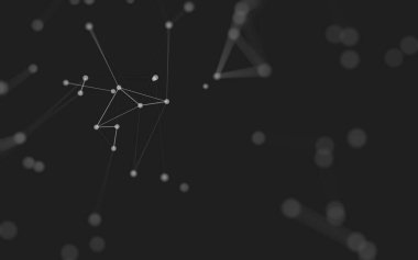 3d soyut arkaplan. Çokgen şekilli molekül teknolojisi, noktaları ve çizgileri birleştiriyor. Bağlantı yapısı. Büyük veri görselleştirmesi. 3d arkaplan. 