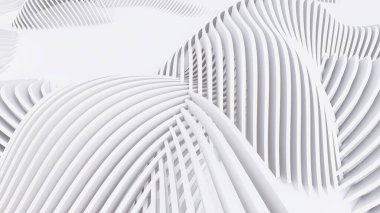 Soyut Eğri Şekiller. Beyaz Dairesel Arkaplan. Soyut arkaplan. 3d illüstrasyon