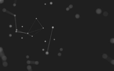 3d soyut arkaplan. Çokgen şekilli molekül teknolojisi, noktaları ve çizgileri birleştiriyor. Bağlantı yapısı. Büyük veri görselleştirmesi. 3d arkaplan. 