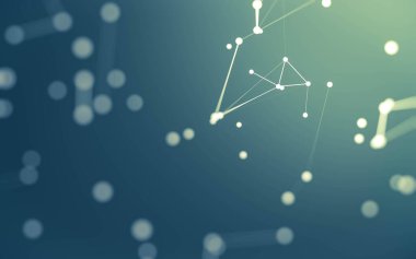 3d soyut arkaplan. Çokgen şekilli molekül teknolojisi, noktaları ve çizgileri birleştiriyor. Bağlantı yapısı. Büyük veri görselleştirmesi. 3d arkaplan.