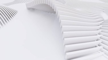 Soyut Eğri Şekiller. Beyaz Dairesel Arkaplan. Soyut arkaplan. 3d illüstrasyon