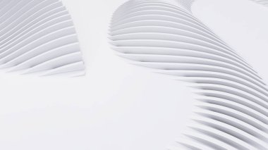 Soyut Eğri Şekiller. Beyaz Dairesel Arkaplan. Soyut arkaplan. 3d illüstrasyon