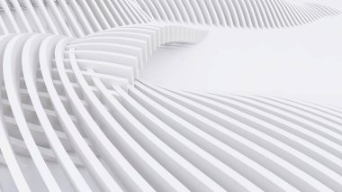 Soyut Eğri Şekiller. Beyaz Dairesel Arkaplan. Soyut arkaplan. 3d illüstrasyon