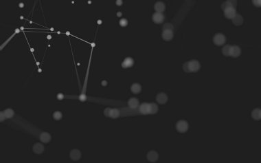 3d soyut arkaplan. Çokgen şekilli molekül teknolojisi, noktaları ve çizgileri birleştiriyor. Bağlantı yapısı. Büyük veri görselleştirmesi. 3d arkaplan. 