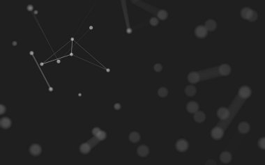 3d soyut arkaplan. Çokgen şekilli molekül teknolojisi, noktaları ve çizgileri birleştiriyor. Bağlantı yapısı. Büyük veri görselleştirmesi. 3d arkaplan. 