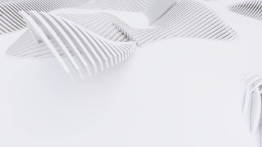 Soyut Eğri Şekiller. Beyaz Dairesel Arkaplan. Soyut arkaplan. 3d illüstrasyon