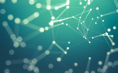 3d soyut arkaplan. Çokgen şekilli molekül teknolojisi, noktaları ve çizgileri birleştiriyor. Bağlantı yapısı. Büyük veri görselleştirmesi. 3d arkaplan.