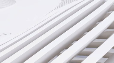 Soyut Eğri Şekiller. Beyaz Dairesel Arkaplan. Soyut arkaplan. 3d illüstrasyon