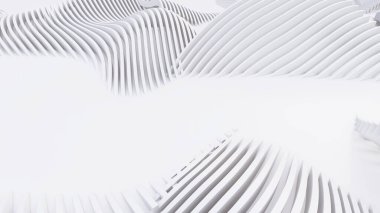 Soyut Eğri Şekiller. Beyaz Dairesel Arkaplan. Soyut arkaplan. 3d illüstrasyon