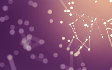 3d soyut arkaplan. Çokgen şekilli molekül teknolojisi, noktaları ve çizgileri birleştiriyor. Bağlantı yapısı. Büyük veri görselleştirmesi. 3d arkaplan.