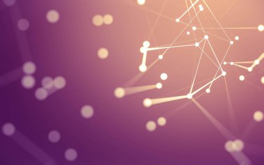 3d soyut arkaplan. Çokgen şekilli molekül teknolojisi, noktaları ve çizgileri birleştiriyor. Bağlantı yapısı. Büyük veri görselleştirmesi. 3d arkaplan.