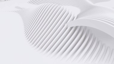 Soyut Eğri Şekiller. Beyaz Dairesel Arkaplan. Soyut arkaplan. 3d illüstrasyon