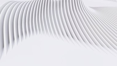 Soyut Eğri Şekiller. Beyaz Dairesel Arkaplan. Soyut arkaplan. 3d illüstrasyon