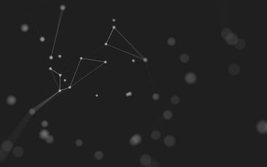 3d soyut arkaplan. Çokgen şekilli molekül teknolojisi, noktaları ve çizgileri birleştiriyor. Bağlantı yapısı. Büyük veri görselleştirmesi. 3d arkaplan. 