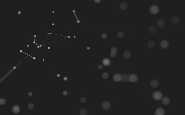 3d soyut arkaplan. Çokgen şekilli molekül teknolojisi, noktaları ve çizgileri birleştiriyor. Bağlantı yapısı. Büyük veri görselleştirmesi. 3d arkaplan. 