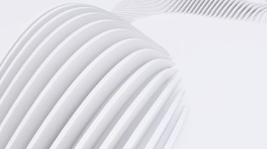 Soyut Eğri Şekiller. Beyaz Dairesel Arkaplan. Soyut arkaplan. 3d illüstrasyon