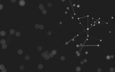 3d soyut arkaplan. Çokgen şekilli molekül teknolojisi, noktaları ve çizgileri birleştiriyor. Bağlantı yapısı. Büyük veri görselleştirmesi. 3d arkaplan. 